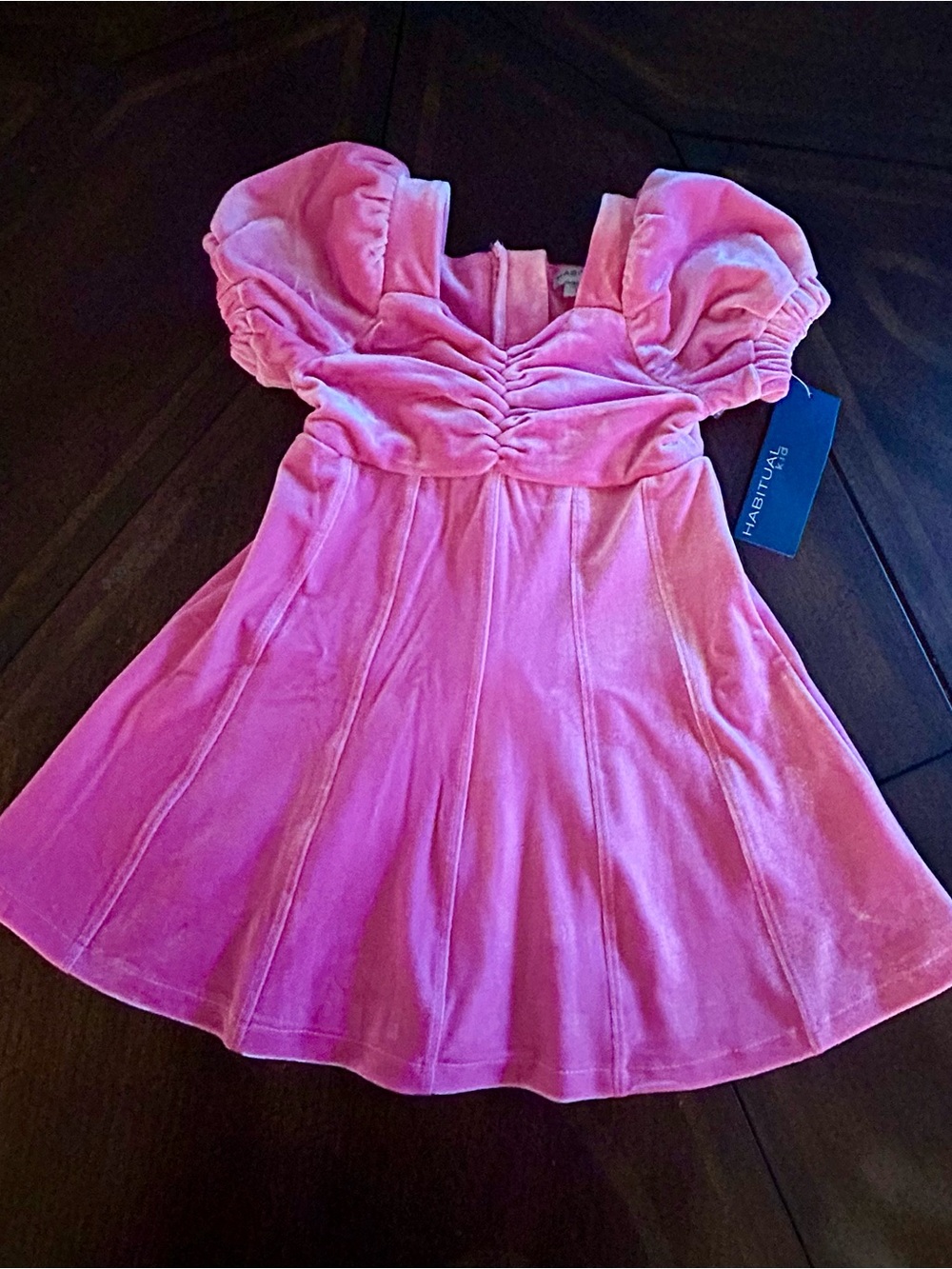 NWT HABITUAL KIDS Girls Pink Velvet Dress Puff Sleeve Party Holiday - Size 3